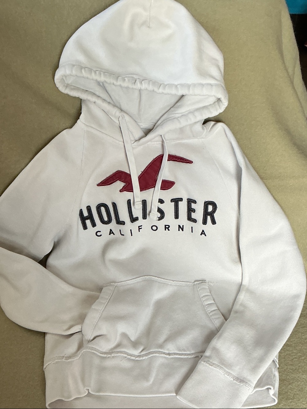 Hollister White Hoodie with Red Logo